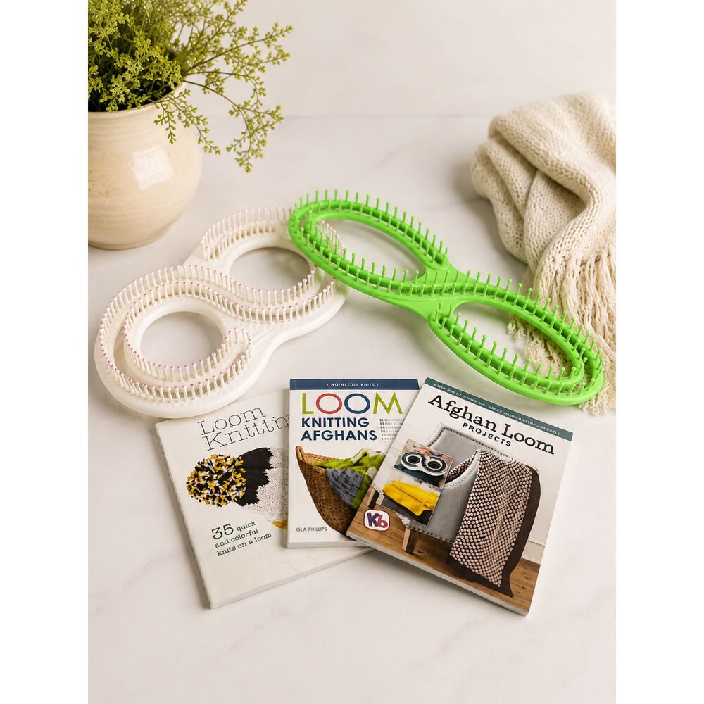 Ultimate Loom Knitting Starter Bundle 2 Infinity Looms 3 Pattern Books Beginner